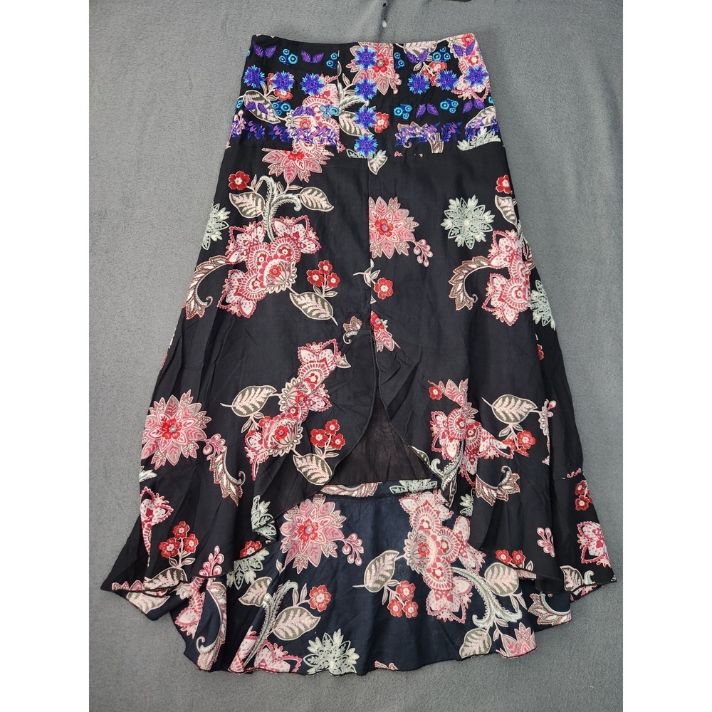Anthropologie RAGA Midi Skirt Bohemian Embroidered Floral Festival‎ Sz S  NWOT